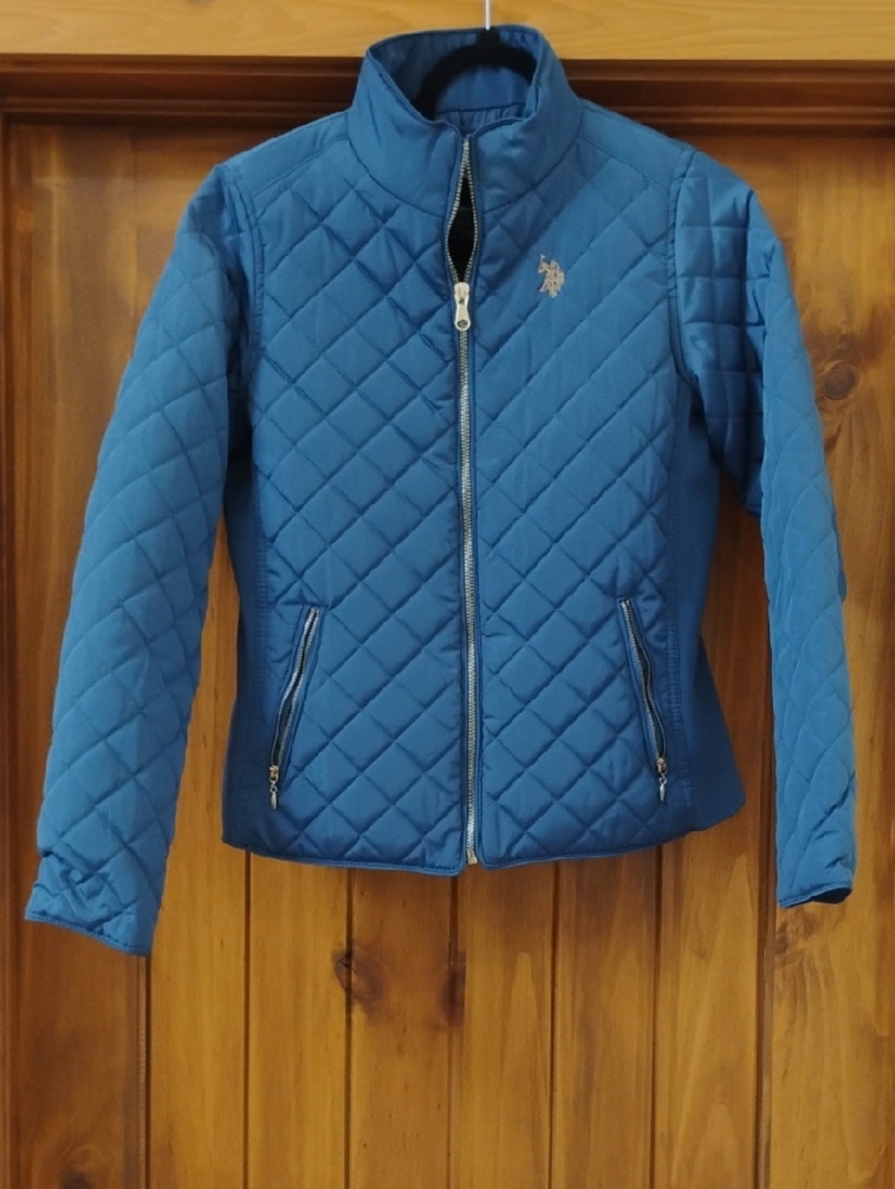 Quilted Navy U.S. Polo Assn. Jacket with Gold Emblem - Picture 2 of 4